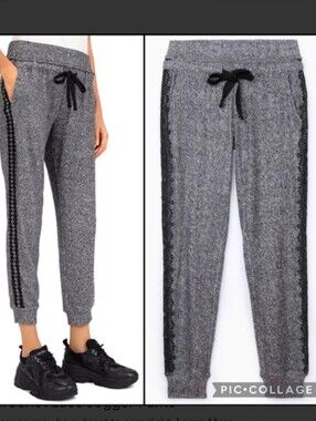 The Kooples Sport Grommet Eyelet Crochet Lace Jogger Pants Size 1 Small